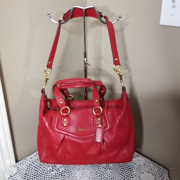 coach-bags-coach-ashley-red-pebbled-leather-satchel-or-shoulder-bag